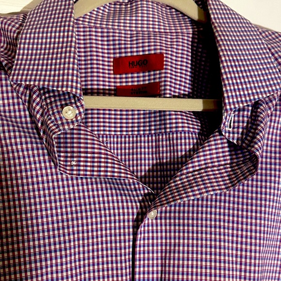 HUGO Red Label By Hugo Boss Sharp Fit Long Sleeve Checked Dress Shirt Sl… - Picture 1 of 6